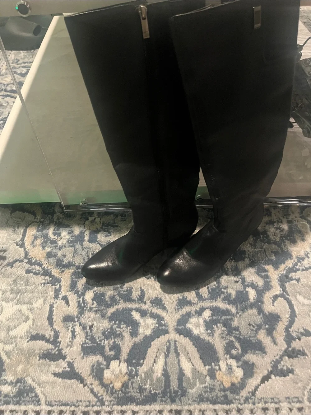 Anne Klein Black Over-the-Knee Zip Riding Boots